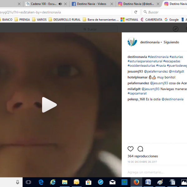 Captura de pantalla de Instagram con el inicio del video mencionado